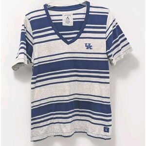 Antigua UK Wildcats Single Stitch Y2K-Era Tee Blue Gray Stripe Women's Large